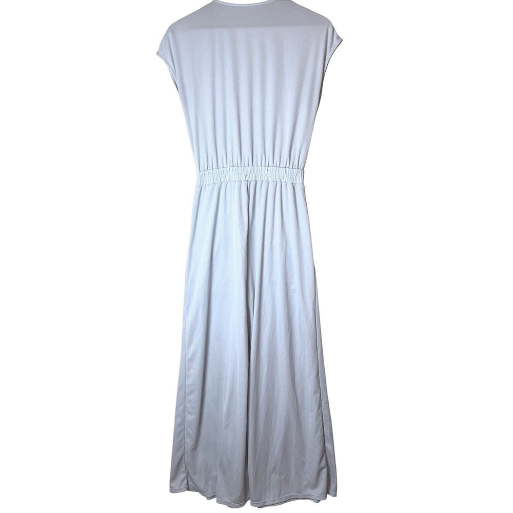 Halara Wide Leg Jumpsuit Faux Wrap V-Neck Pleated Short Sleeve Pocket XS - Picture 9 of 9
